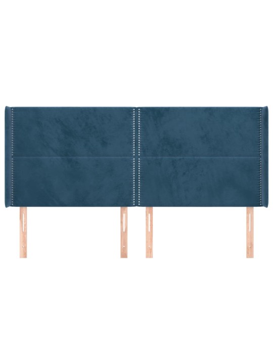 Čelo postele typu ušák tmavě modrá 183x16x118/128 cm samet