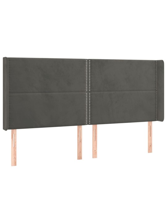 Čelo postele typu ušák tmavě šedé 203x16x118/128 cm samet