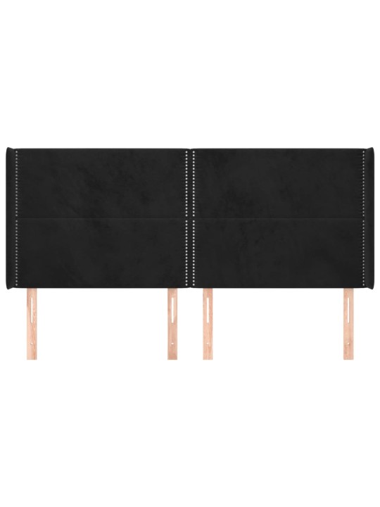 Čelo postele typu ušák černé 203x16x118/128 cm samet