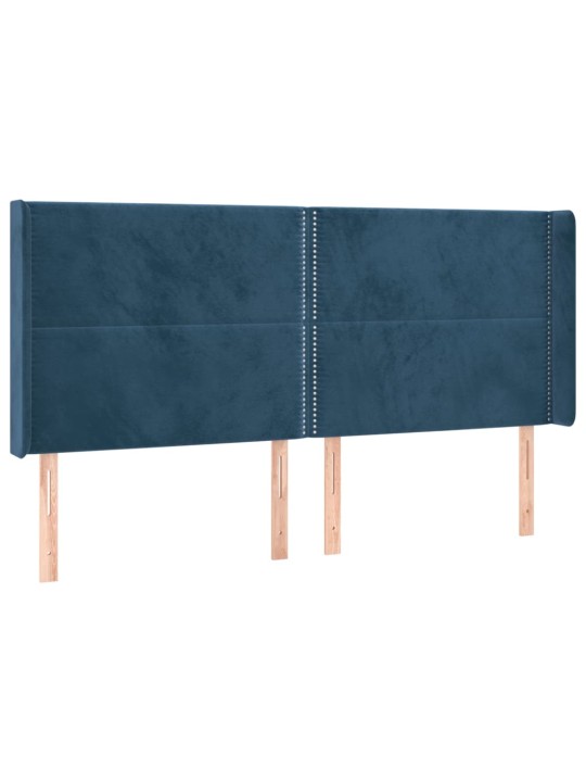Čelo postele typu ušák tmavě modrá 203x16x118/128 cm samet