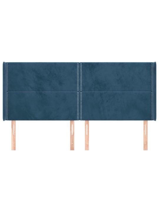Čelo postele typu ušák tmavě modrá 203x16x118/128 cm samet