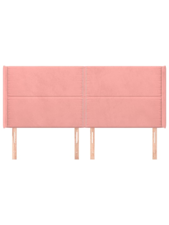 Čelo postele typu ušák růžové 203x16x118/128 cm samet