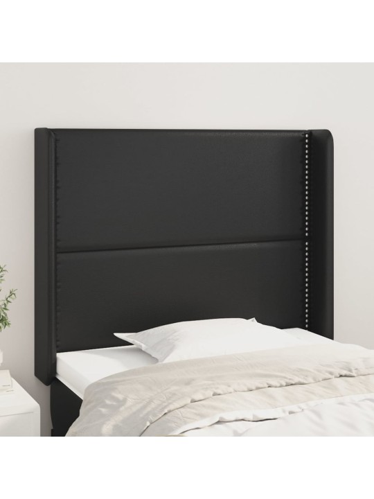 Čelo postele typu ušák černé 83x16x118/128 cm umělá kůže