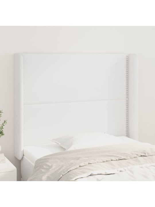 Čelo postele typu ušák bílé 83x16x118/128 cm umělá kůže