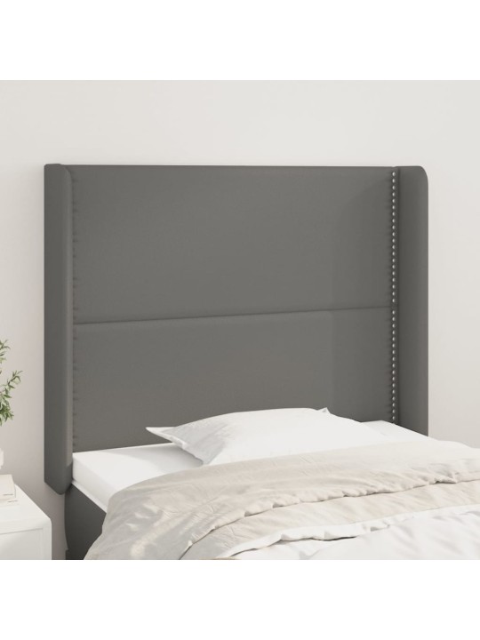 Čelo postele typu ušák šedé 83x16x118/128 cm umělá kůže