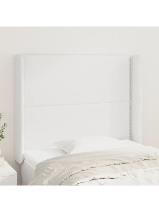 Čelo postele typu ušák bílé 93x16x118/128 cm umělá kůže