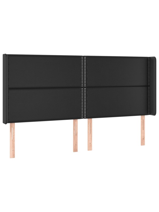 Čelo postele typu ušák černé 163x16x118/128 cm umělá kůže