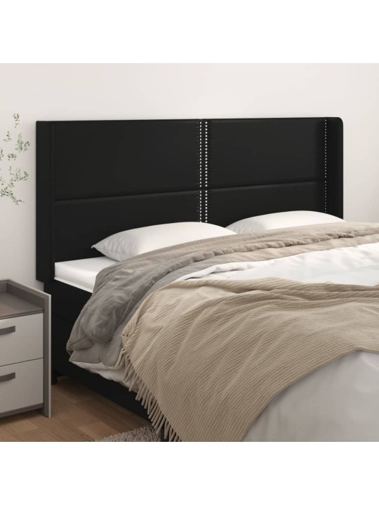 Čelo postele typu ušák černé 163x16x118/128 cm umělá kůže
