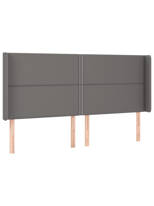 Čelo postele typu ušák šedé 163x16x118/128 cm umělá kůže