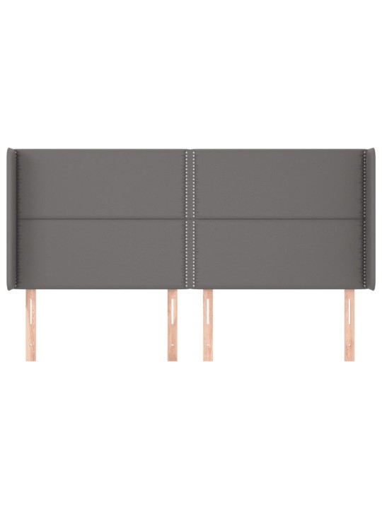 Čelo postele typu ušák šedé 163x16x118/128 cm umělá kůže