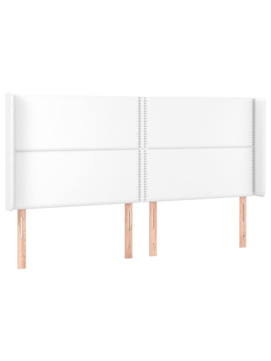 Čelo postele typu ušák bílé 183x16x118/128 cm umělá kůže
