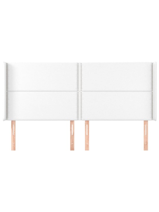 Čelo postele typu ušák bílé 183x16x118/128 cm umělá kůže