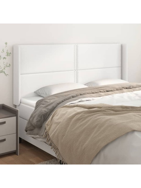 Čelo postele typu ušák bílé 183x16x118/128 cm umělá kůže