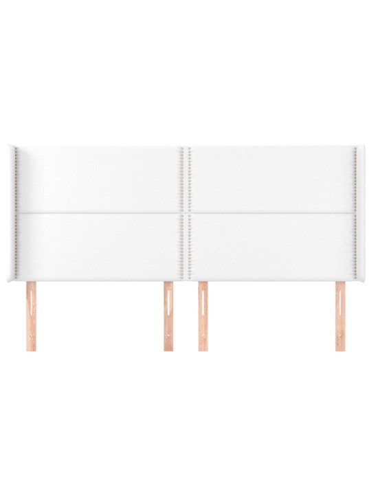 Čelo postele typu ušák bílé 203x16x118/128 cm umělá kůže