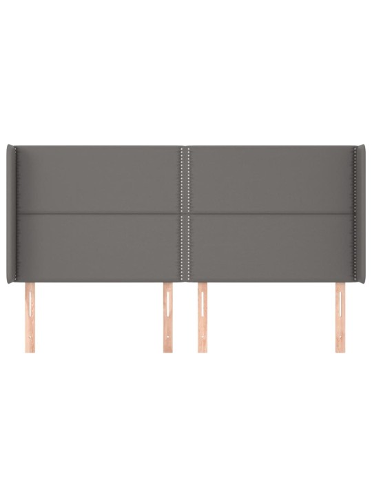Čelo postele typu ušák šedé 203x16x118/128 cm umělá kůže