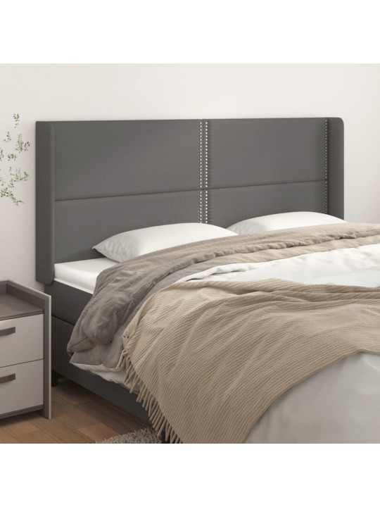 Čelo postele typu ušák šedé 203x16x118/128 cm umělá kůže
