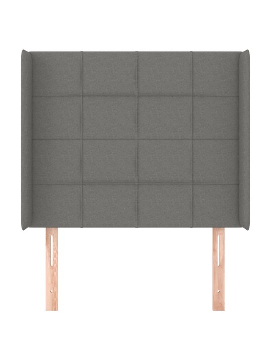 Čelo postele typu ušák tmavě šedé 83x16x118/128 cm textil