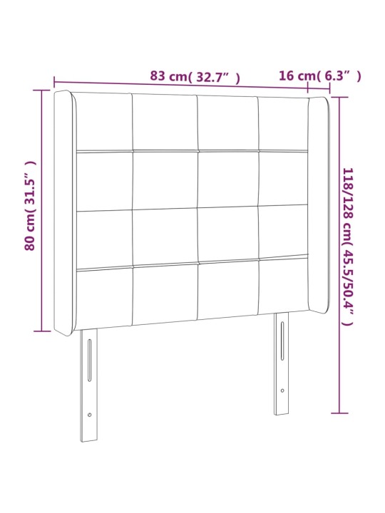 Čelo postele typu ušák tmavě šedé 83x16x118/128 cm textil