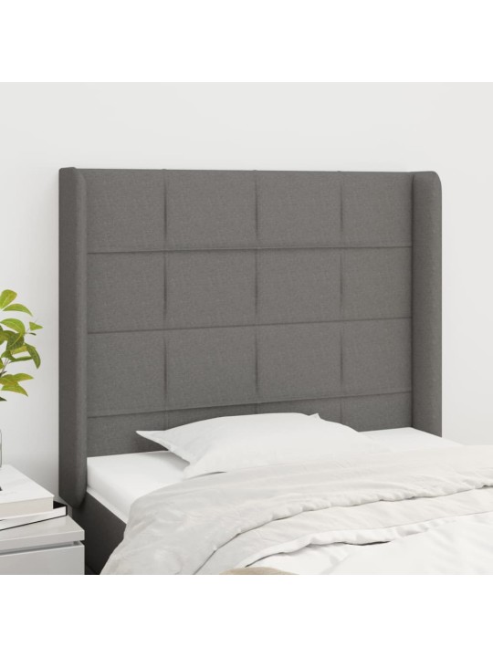 Čelo postele typu ušák tmavě šedé 83x16x118/128 cm textil