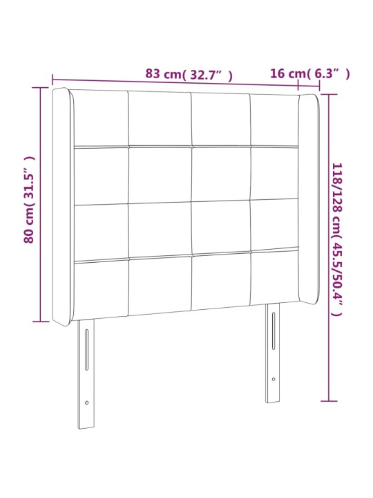 Čelo postele typu ušák taupe 83x16x118/128 cm textil