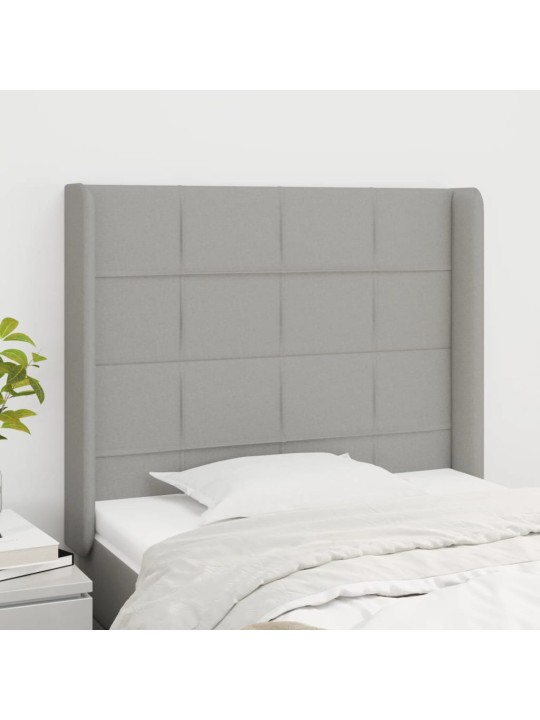 Čelo postele typu ušák světle šedé 93x16x118/128 cm textil
