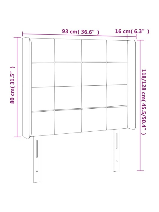 Čelo postele typu ušák tmavě šedé 93x16x118/128 cm textil