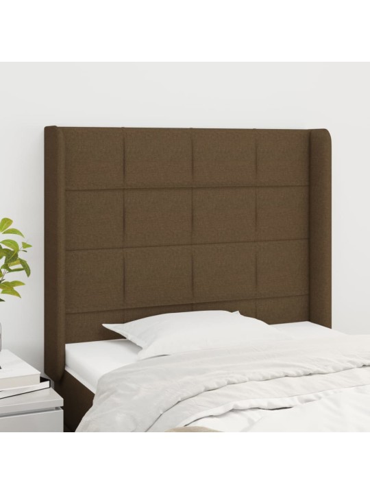 Čelo postele typu ušák tmavě hnědé 93x16x118/128 cm textil