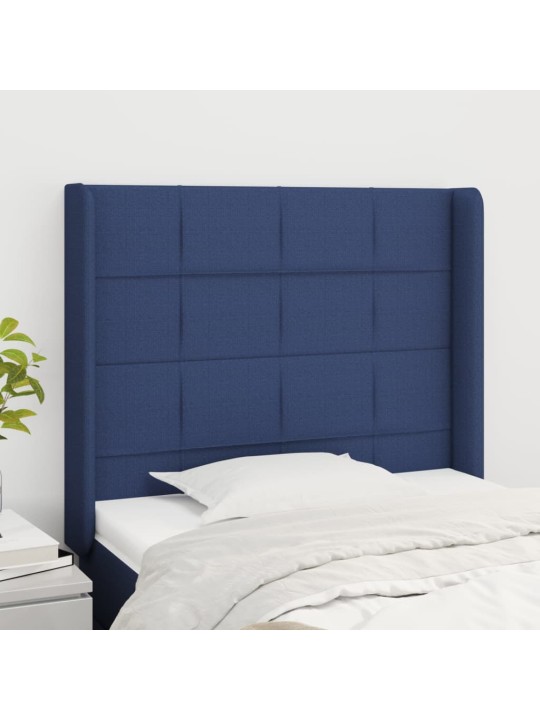 Čelo postele typu ušák modré 93x16x118/128 cm textil