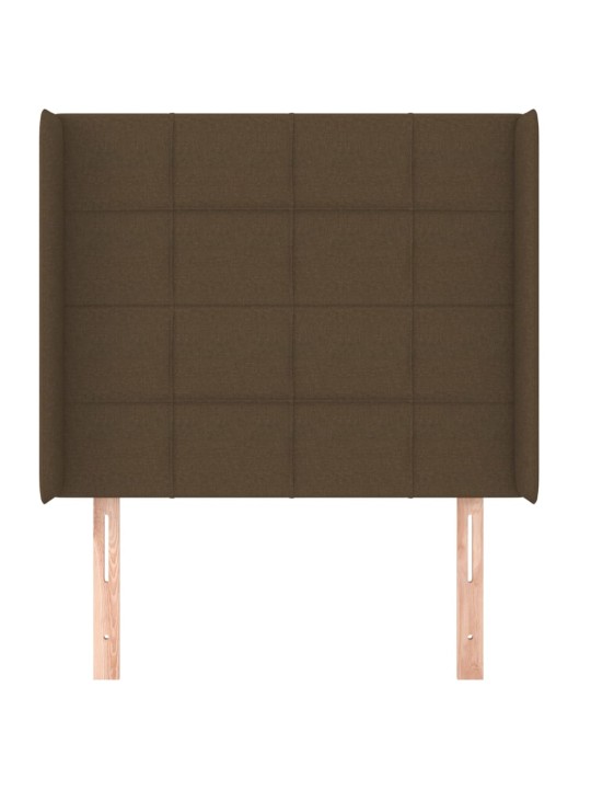 Čelo postele typu ušák tmavě hnědé 103x16x118/128 cm textil