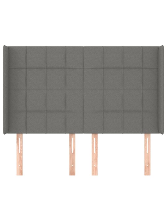 Čelo postele typu ušák tmavě šedé 147x16x118/128 cm textil