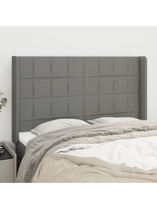 Čelo postele typu ušák tmavě šedé 147x16x118/128 cm textil
