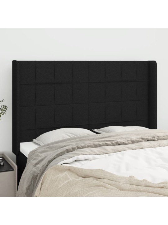 Čelo postele typu ušák černé 147x16x118/128 cm textil