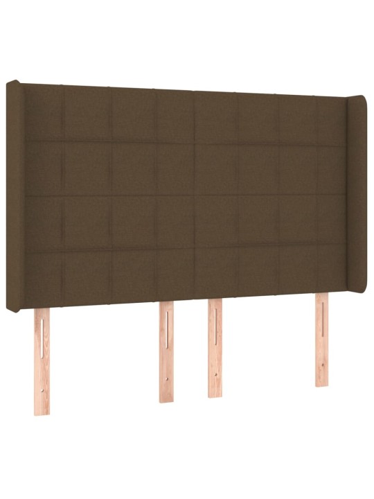 Čelo postele typu ušák tmavě hnědé 147x16x118/128 cm textil
