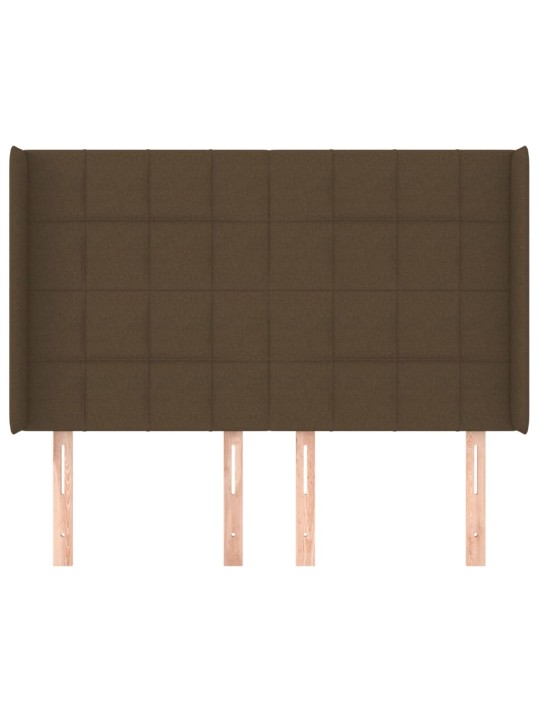 Čelo postele typu ušák tmavě hnědé 147x16x118/128 cm textil