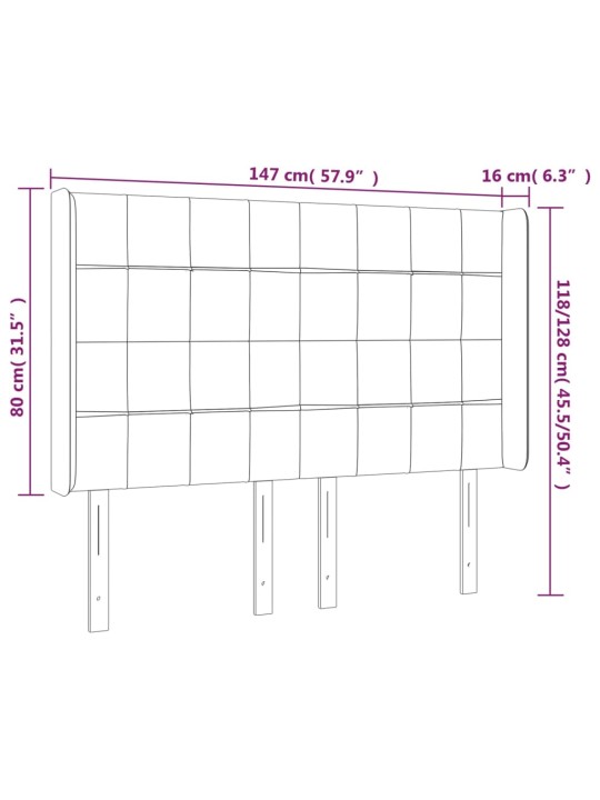Čelo postele typu ušák tmavě hnědé 147x16x118/128 cm textil