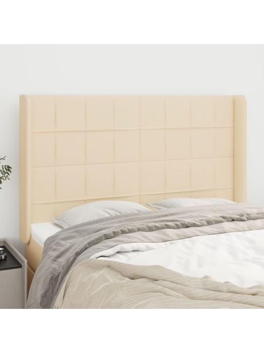 Čelo postele typu ušák krémové 147x16x118/128 cm textil