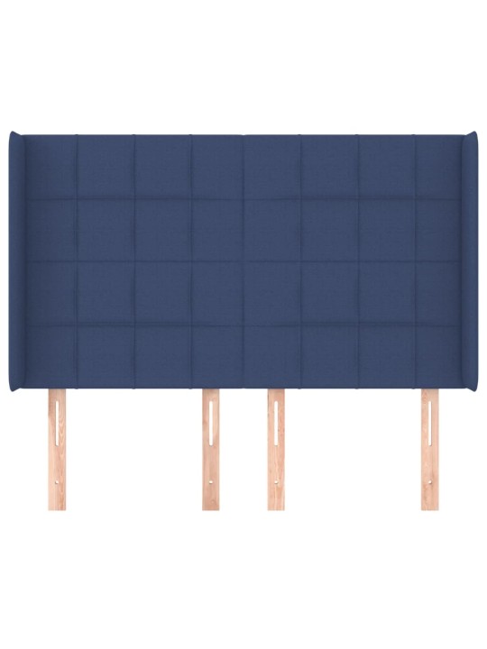 Čelo postele typu ušák modré 147x16x118/128 cm textil