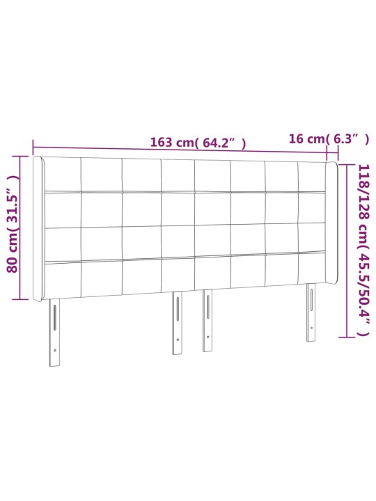 Čelo postele typu ušák tmavě šedé 163x16x118/128 cm textil