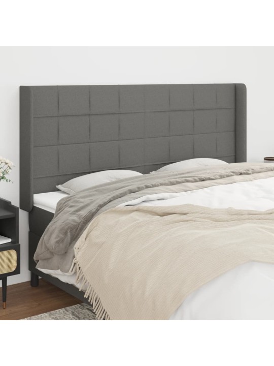 Čelo postele typu ušák tmavě šedé 163x16x118/128 cm textil