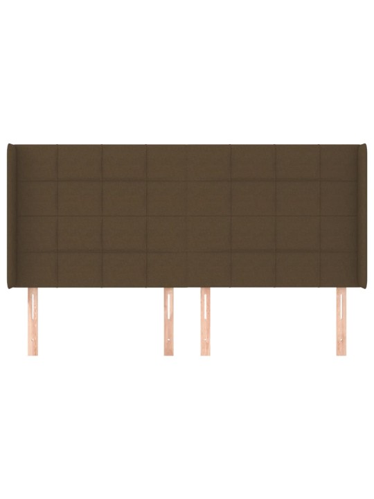 Čelo postele typu ušák tmavě hnědé 163x16x118/128 cm textil