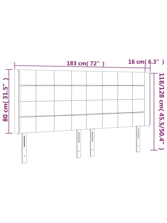Čelo postele typu ušák tmavě šedé 183x16x118/128 cm textil
