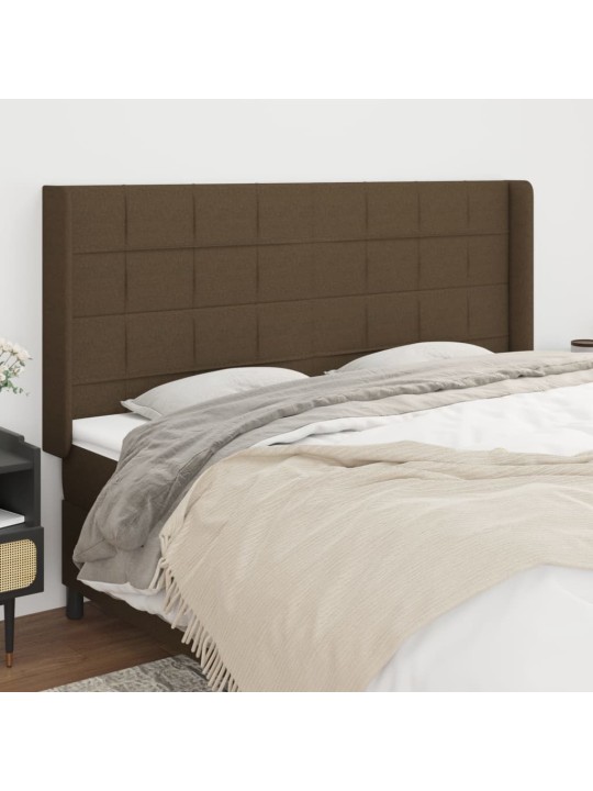 Čelo postele typu ušák tmavě hnědé 183x16x118/128 cm textil