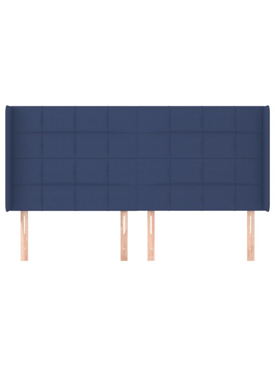 Čelo postele typu ušák modré 183x16x118/128 cm textil