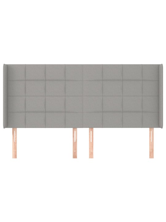 Čelo postele typu ušák světle šedé 203x16x118/128 cm textil