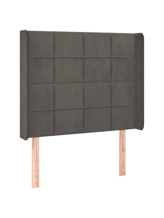 Čelo postele typu ušák tmavě šedé 83x16x118/128 cm samet