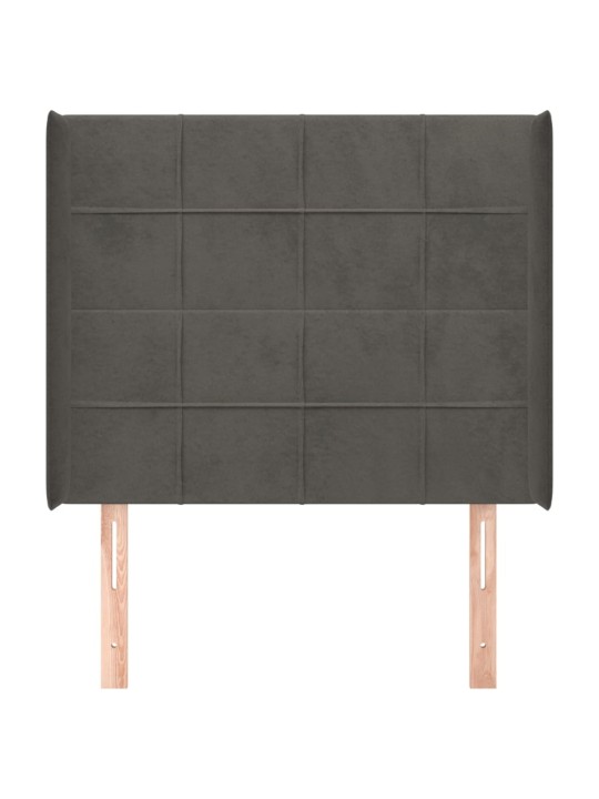 Čelo postele typu ušák tmavě šedé 83x16x118/128 cm samet