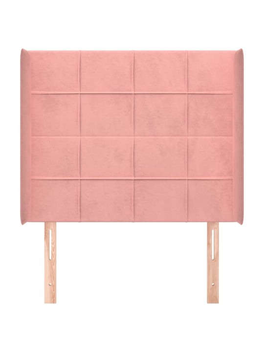 Čelo postele typu ušák růžové 83x16x118/128 cm samet