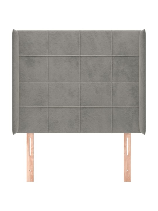 Čelo postele typu ušák světle šedé 93x16x118/128 cm samet