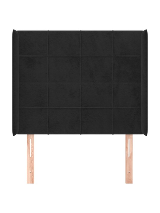 Čelo postele typu ušák černé 93x16x118/128 cm samet