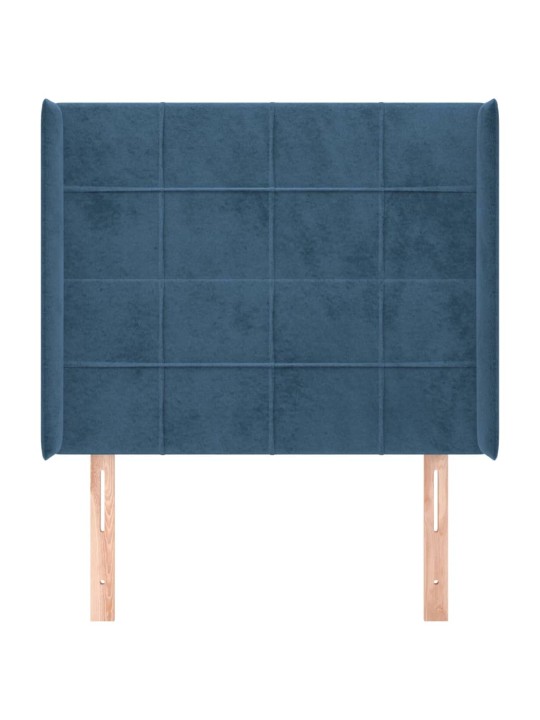 Čelo postele typu ušák tmavě modrá 93x16x118/128 cm samet